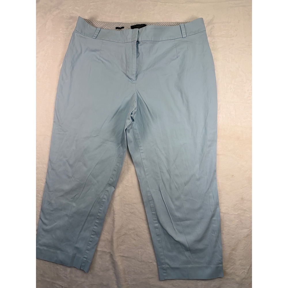 Talbots Heritage Crop Pants 16W Blue Straight Leg Cotton Blend Women